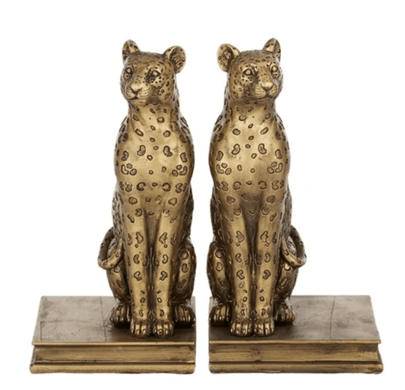 Haven & Space Berry ACCESSORIES 23.5x19x2.5CM / Gold Leo Leopard S/2 Bookends