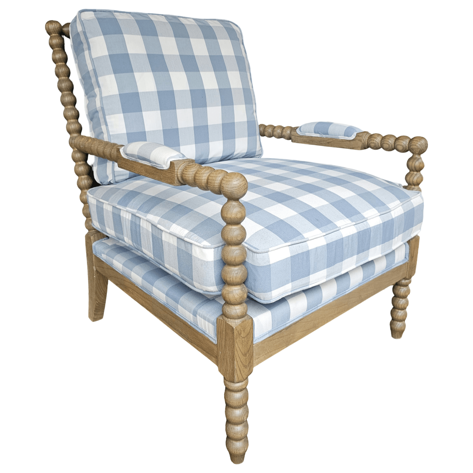 Haven & Space Berry CHAIRS 71Wx33Dx66H / Duck Blue Check Milan Armchair