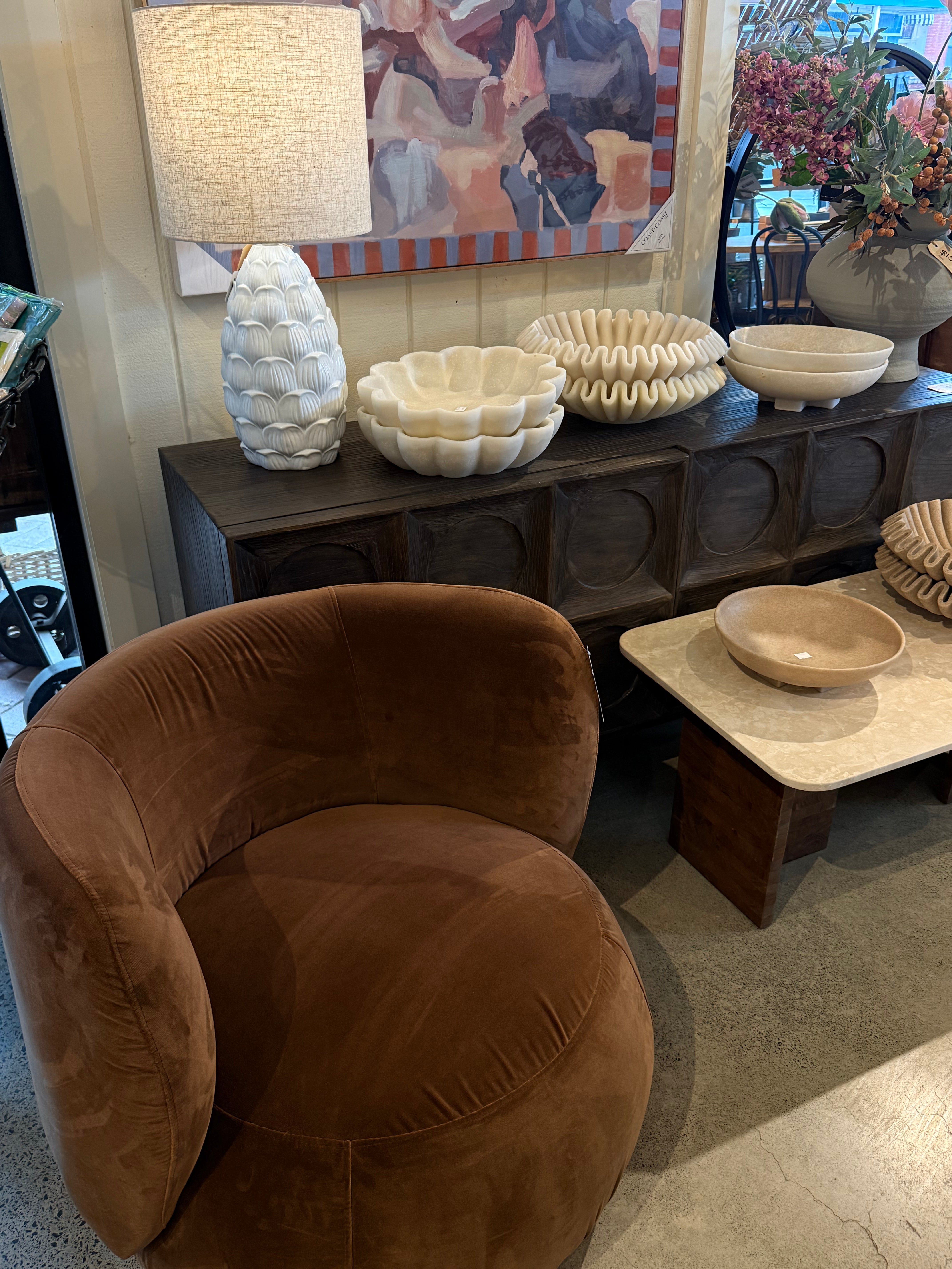 Haven & Space Berry CHAIRS Chocolate Linea Swivel Armchair