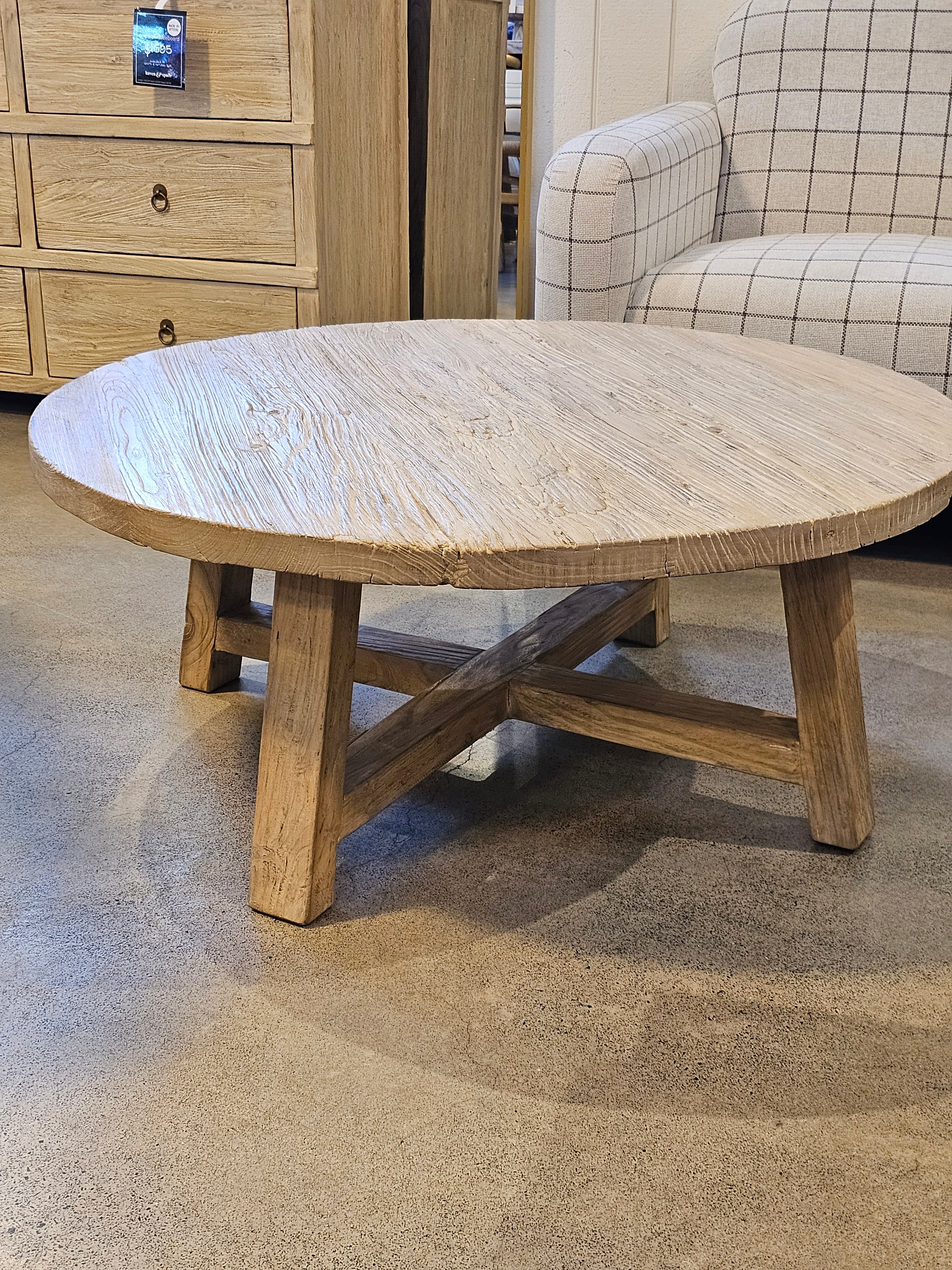 Haven & Space Berry COFFEE TABLE 100cmd / Elm Nova Recycled Elm Coffee Table