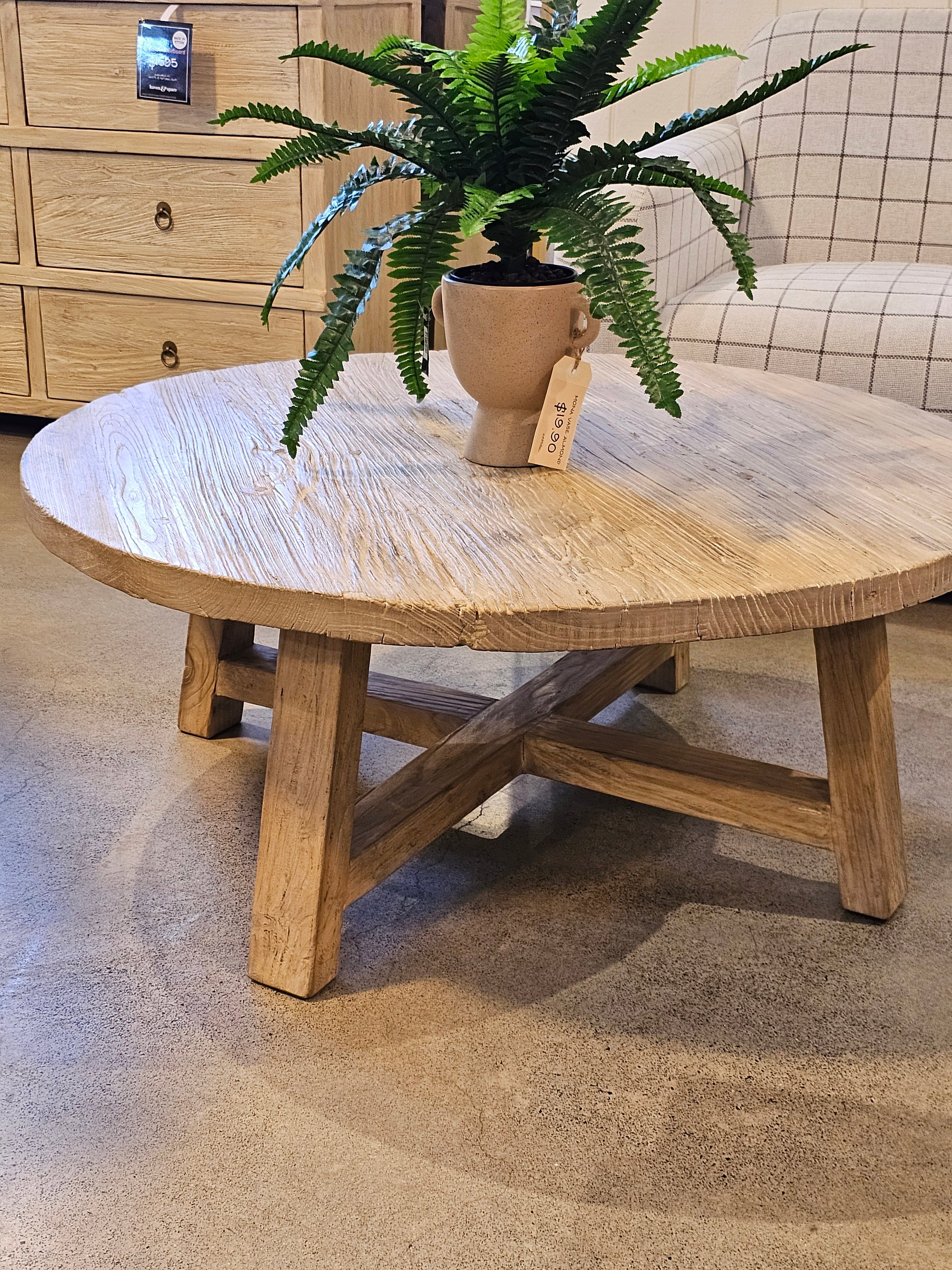 Haven & Space Berry COFFEE TABLE 100cmd / Elm Nova Recycled Elm Coffee Table