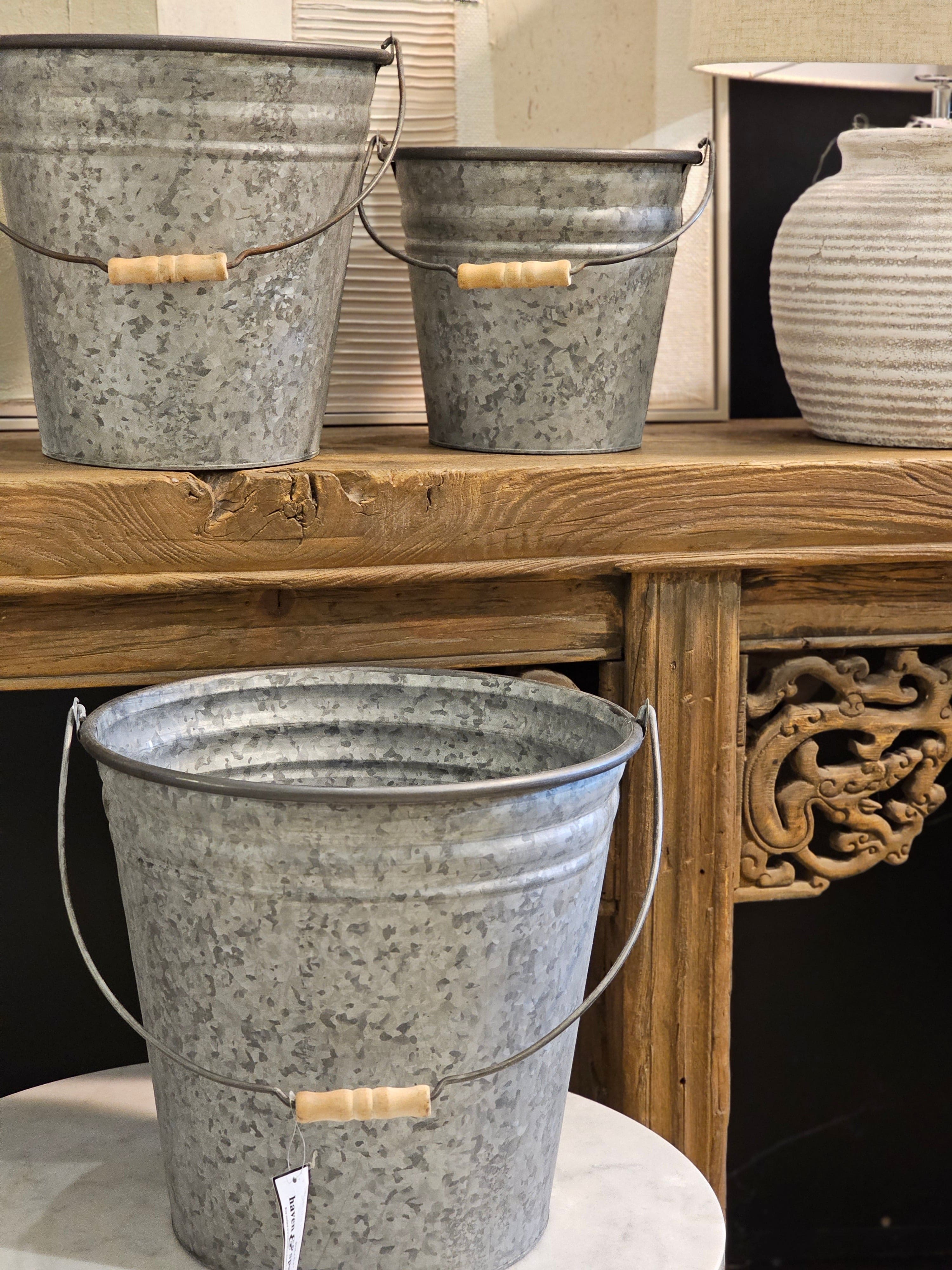 Haven & Space Berry GAL/TINWARE Large Aires Planter Bucket