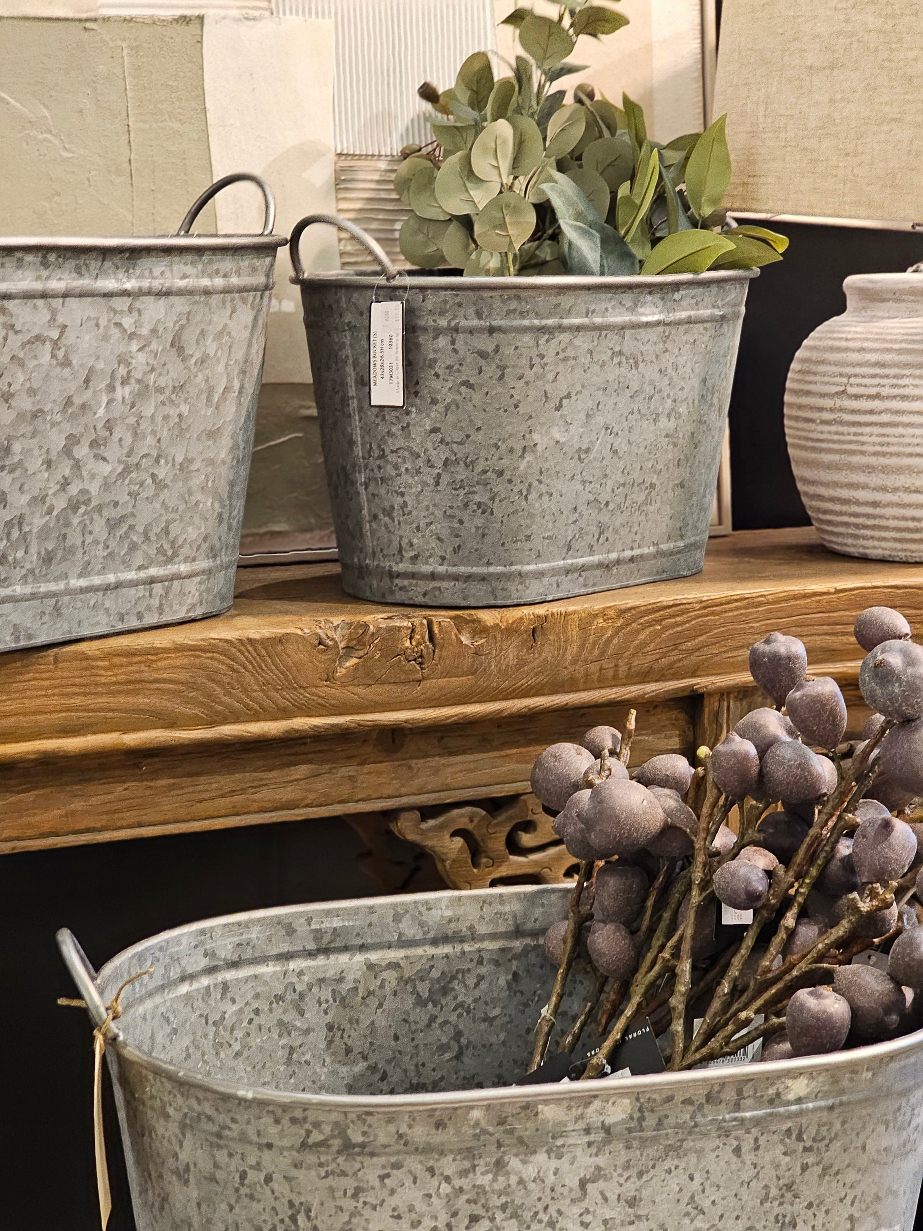 Haven & Space Berry GAL/TINWARE Meadows Planter Bucket