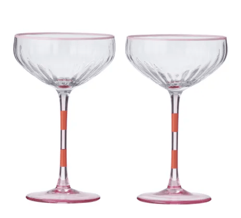Haven & Space Berry GLASSWARE Lena S/2 Glass Coupe