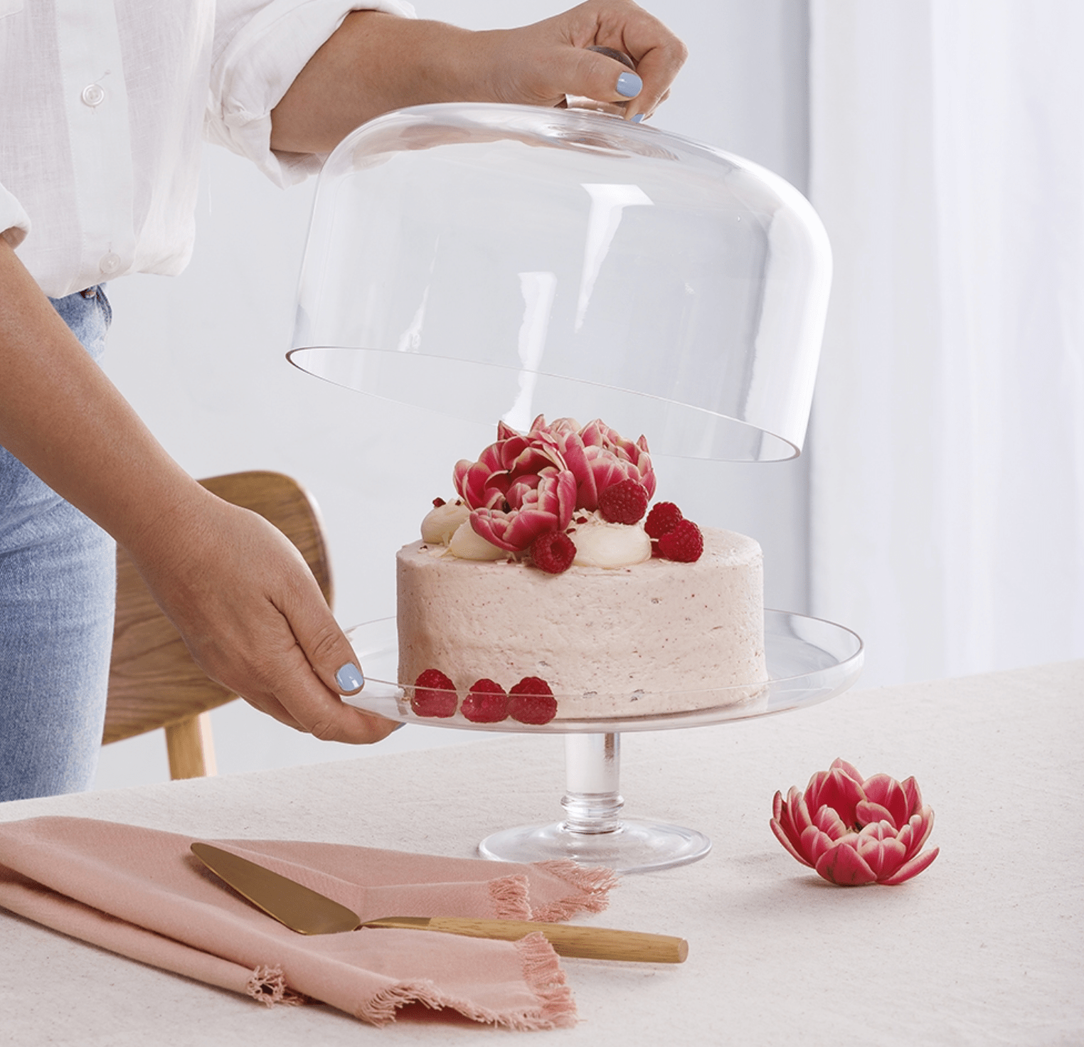 Haven & Space Berry KITCHEN 28 CM Diameter Classic Cake Stand with Dome