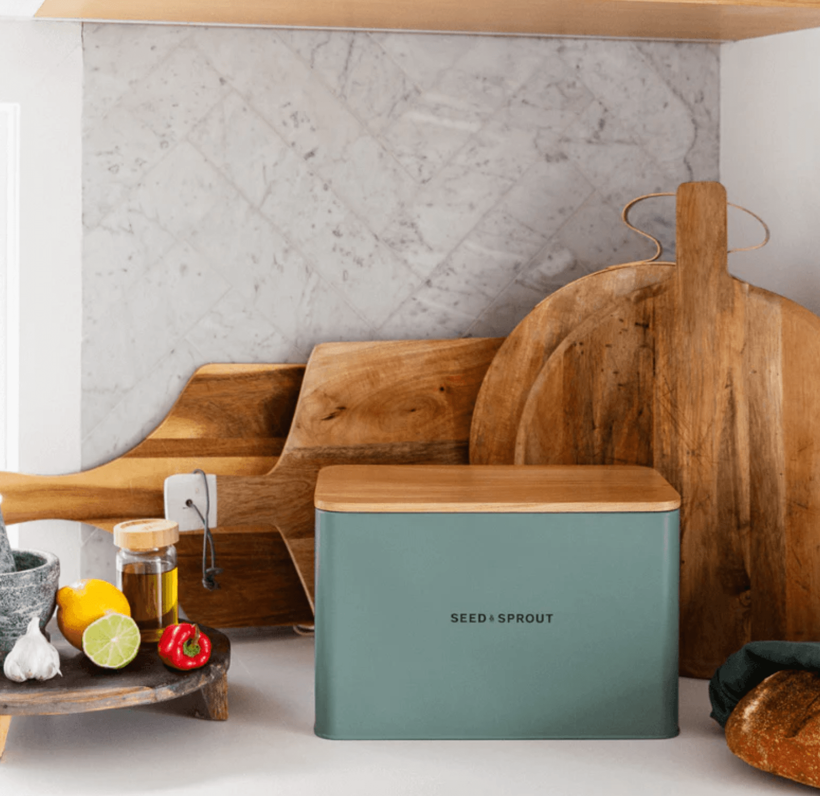 Haven & Space Berry KITCHEN Bread Box | Eucalyptus