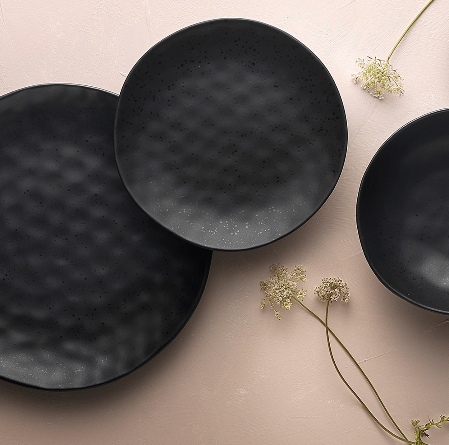 Haven & Space Berry KITCHEN EBONY Speckle 12pc Dinner Set