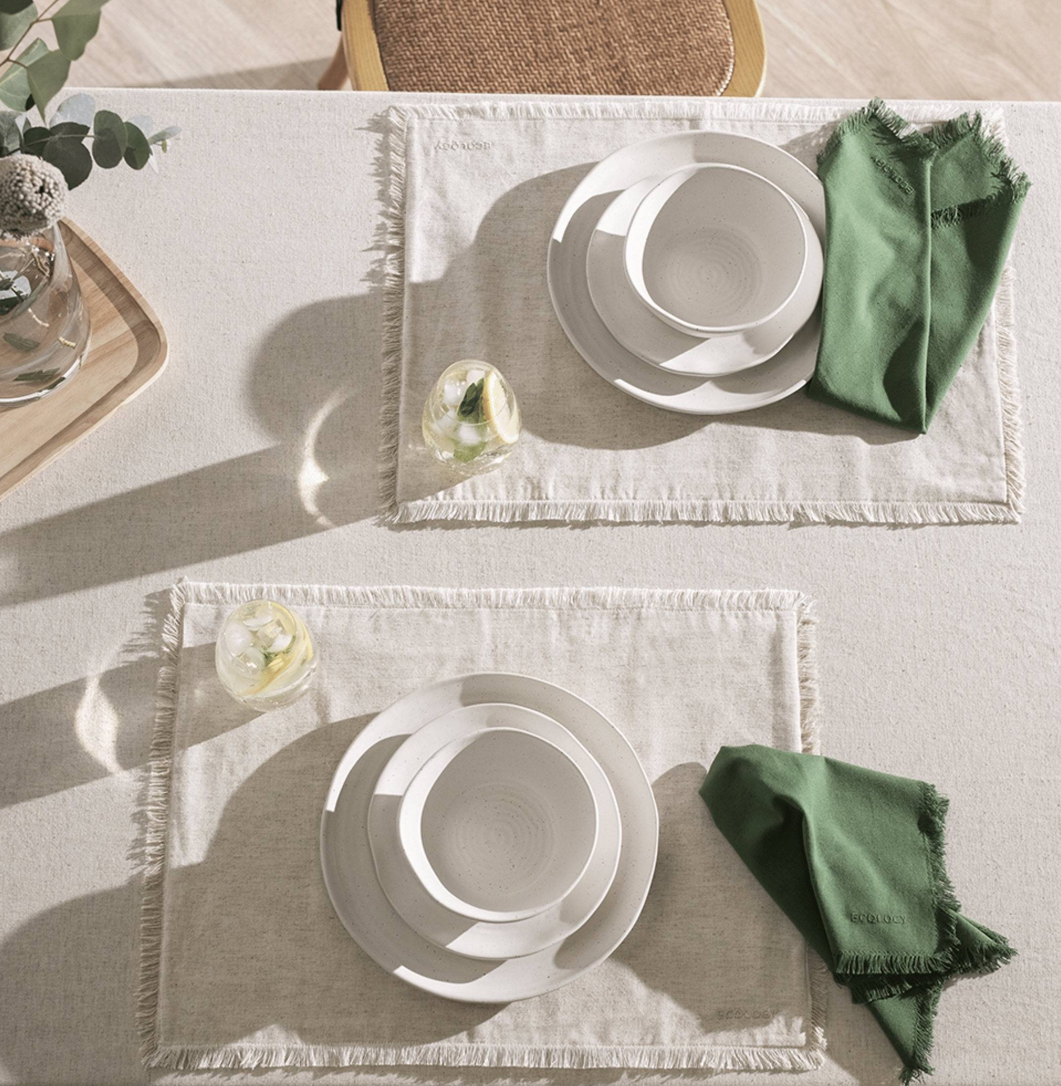 Haven & Space Berry KITCHEN Flax Cotton Table Napery