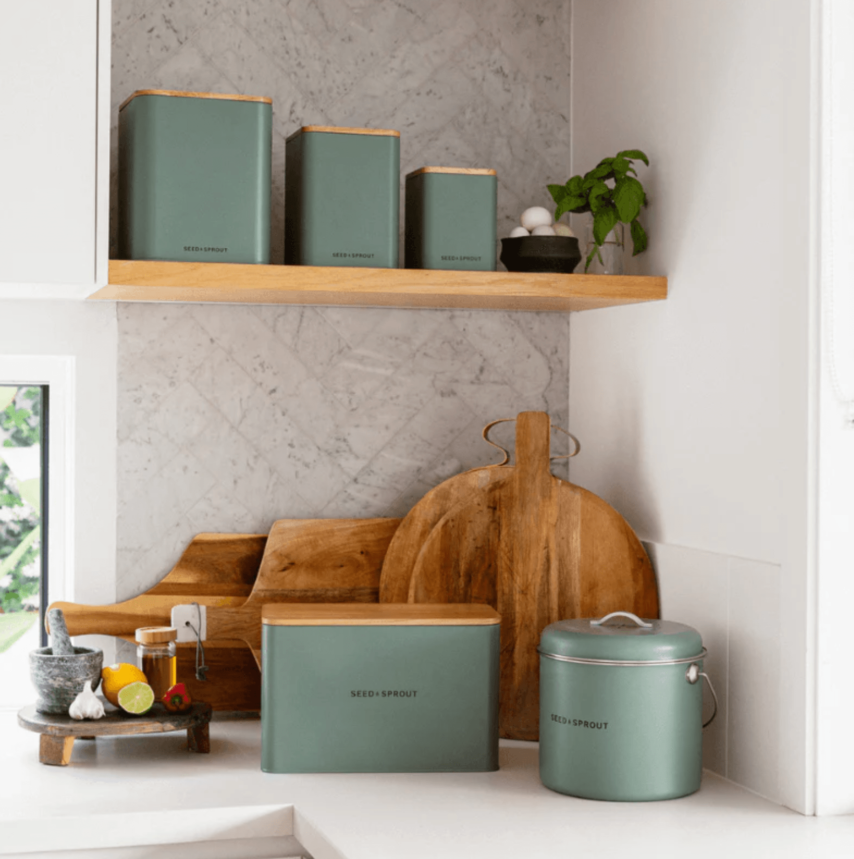 Haven & Space Berry KITCHEN Kitchen Compost Bin | Eucalyptus