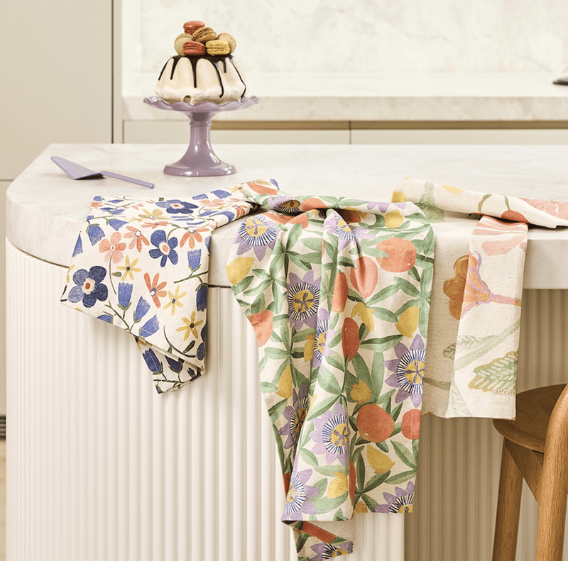 Haven & Space Berry KITCHEN Midsummer S/3 Tea Towel