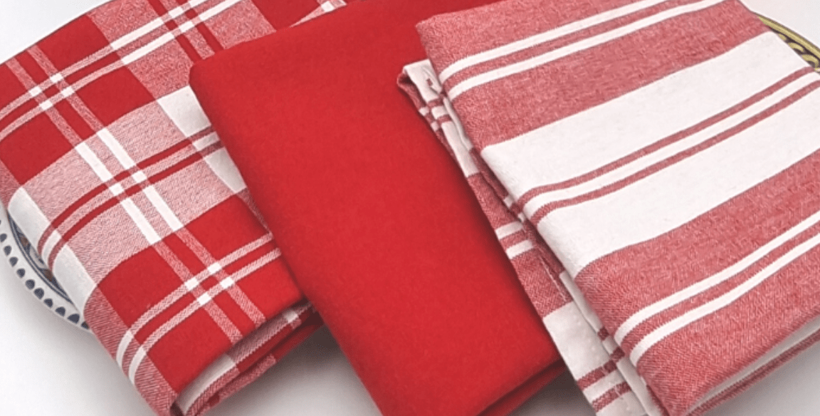 Haven & Space Berry KITCHEN Red Madrid Tea Towel 3/PK