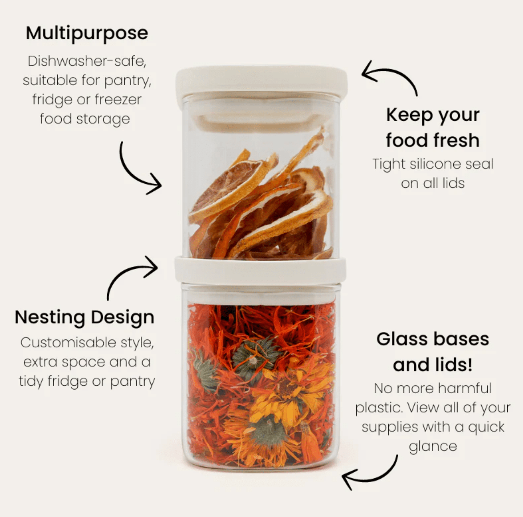 Haven & Space Berry KITCHEN Tallow Rectangle Glass Pantry Jar | 2pk