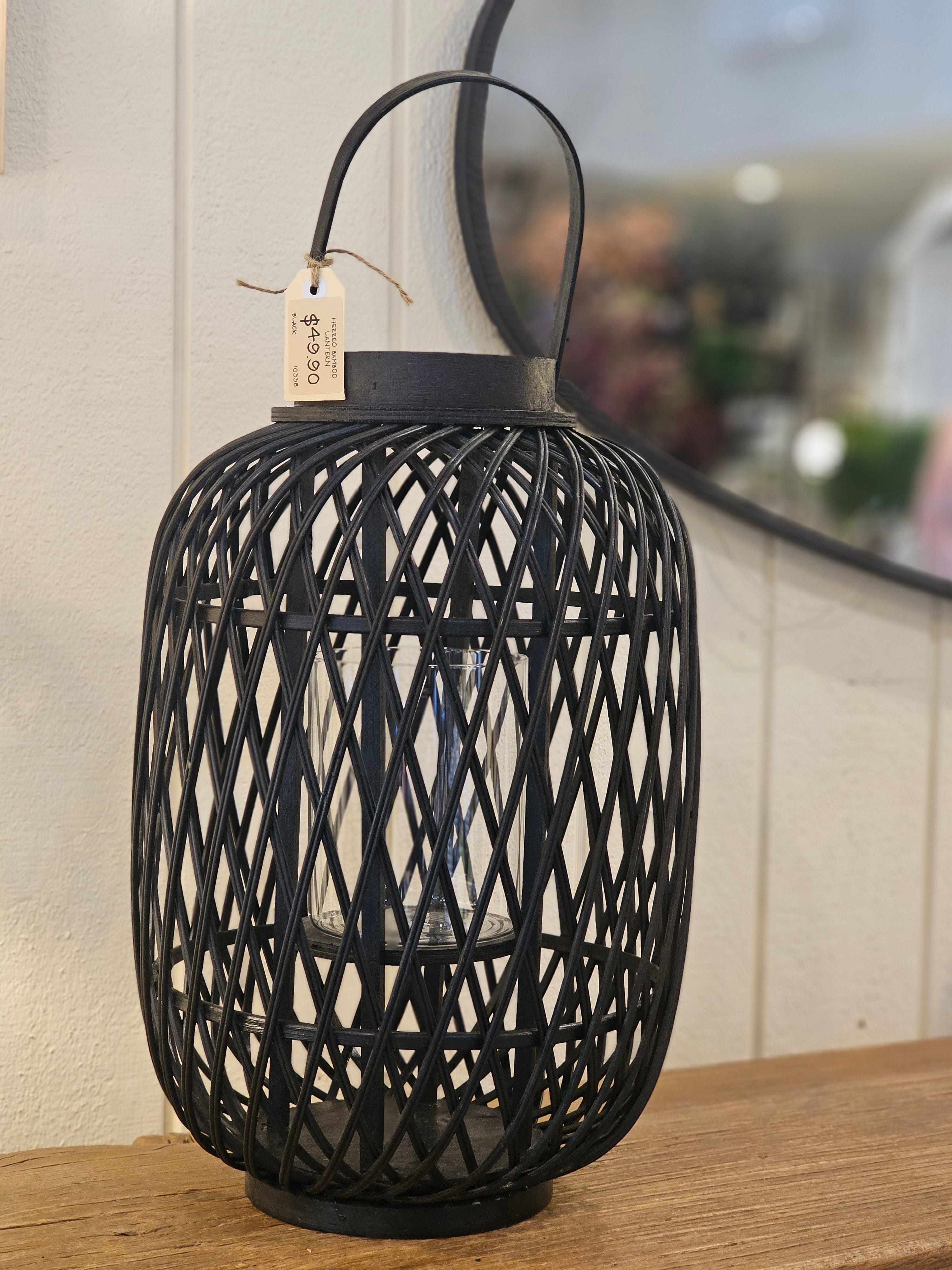 Haven & Space Berry LANTERN Black Herreo Bamboo Lantern