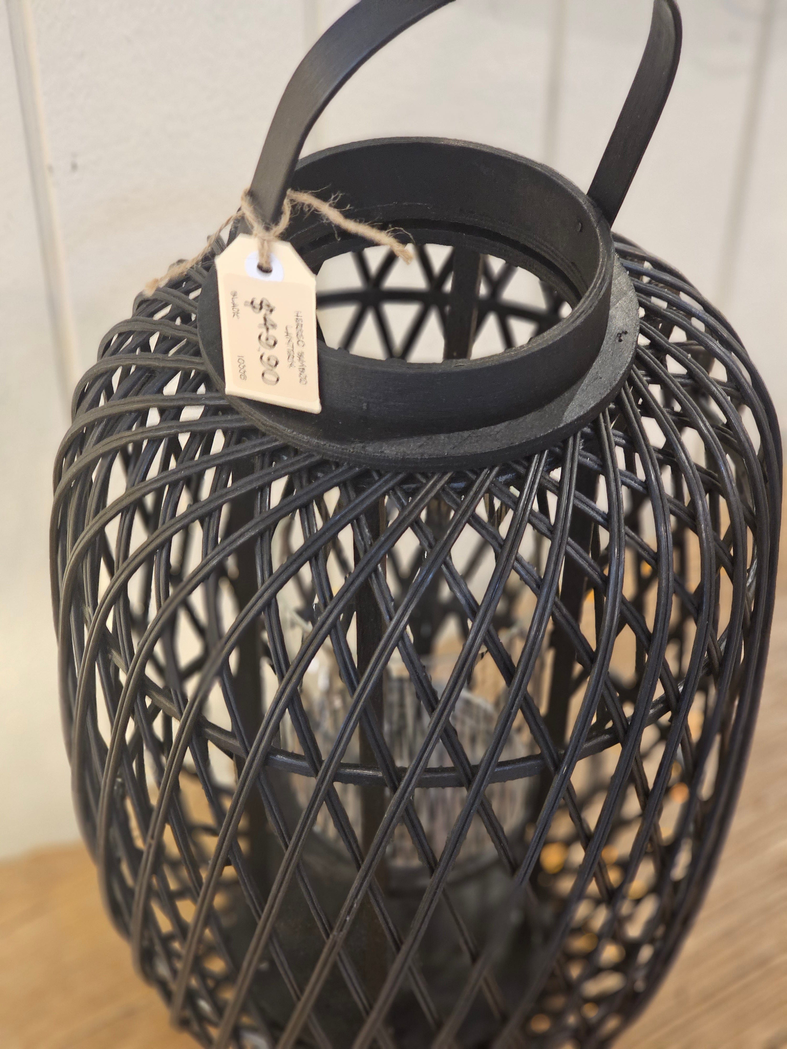 Haven & Space Berry LANTERN Black Herreo Bamboo Lantern
