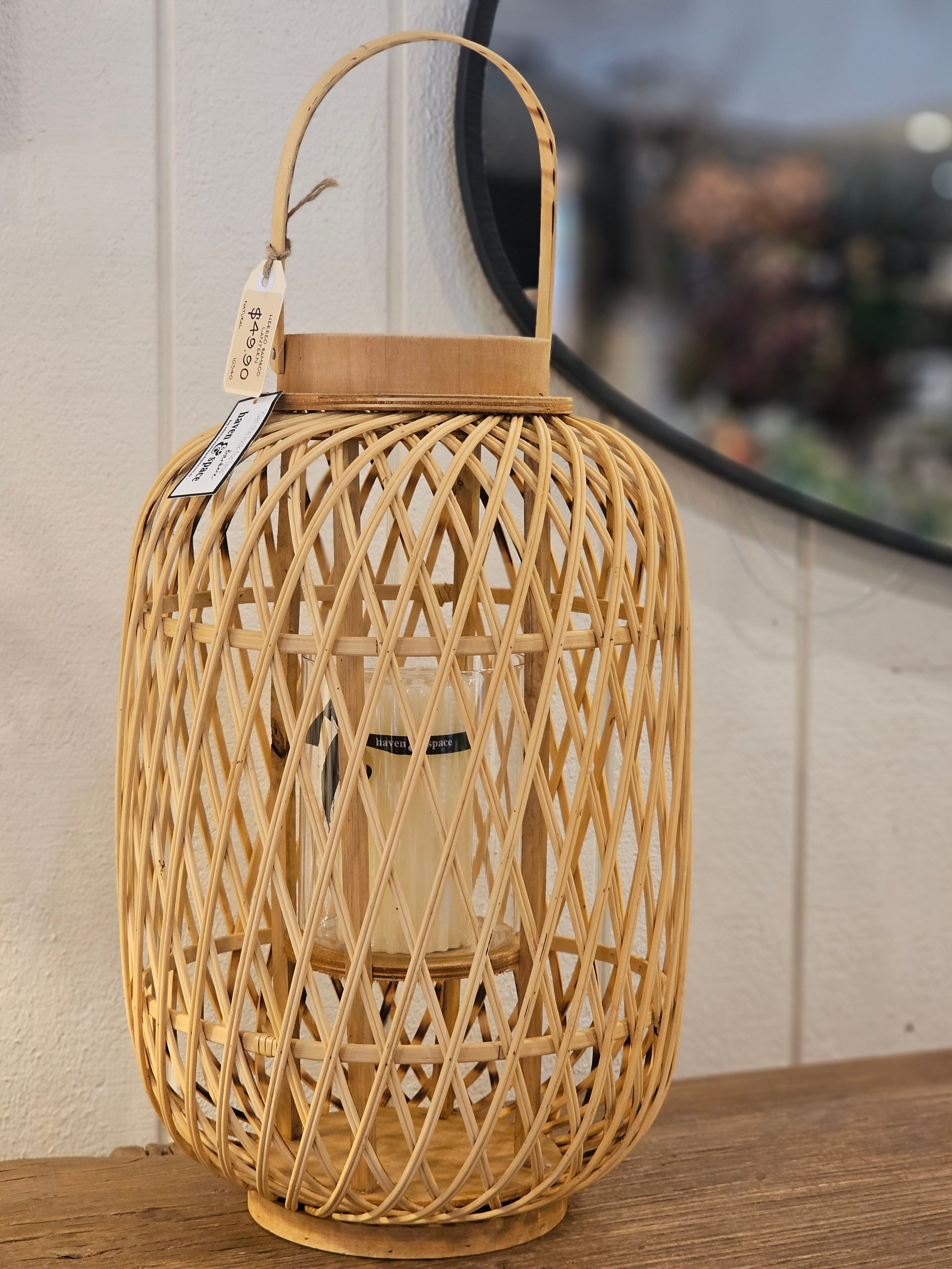 Haven & Space Berry LANTERN Natural Herreo Bamboo Lantern