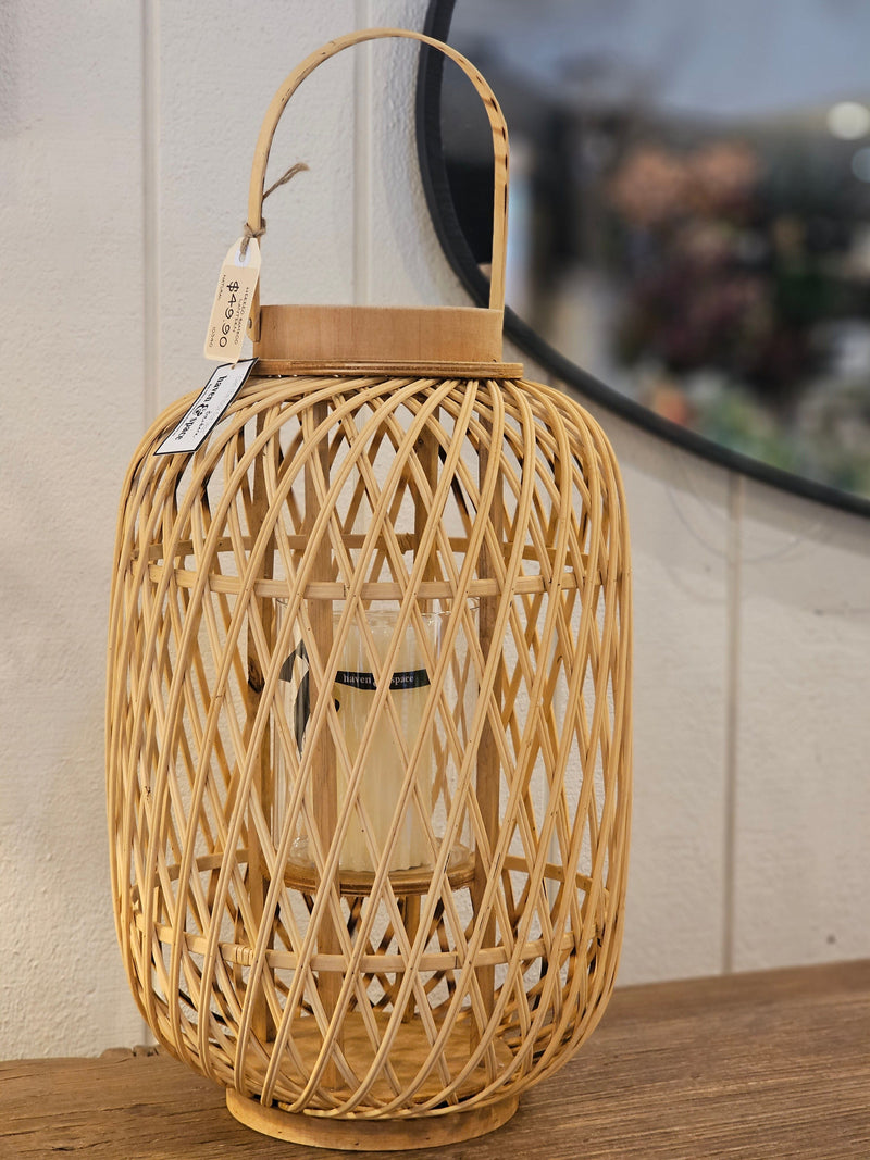Haven & Space Berry LANTERN Natural Herreo Bamboo Lantern