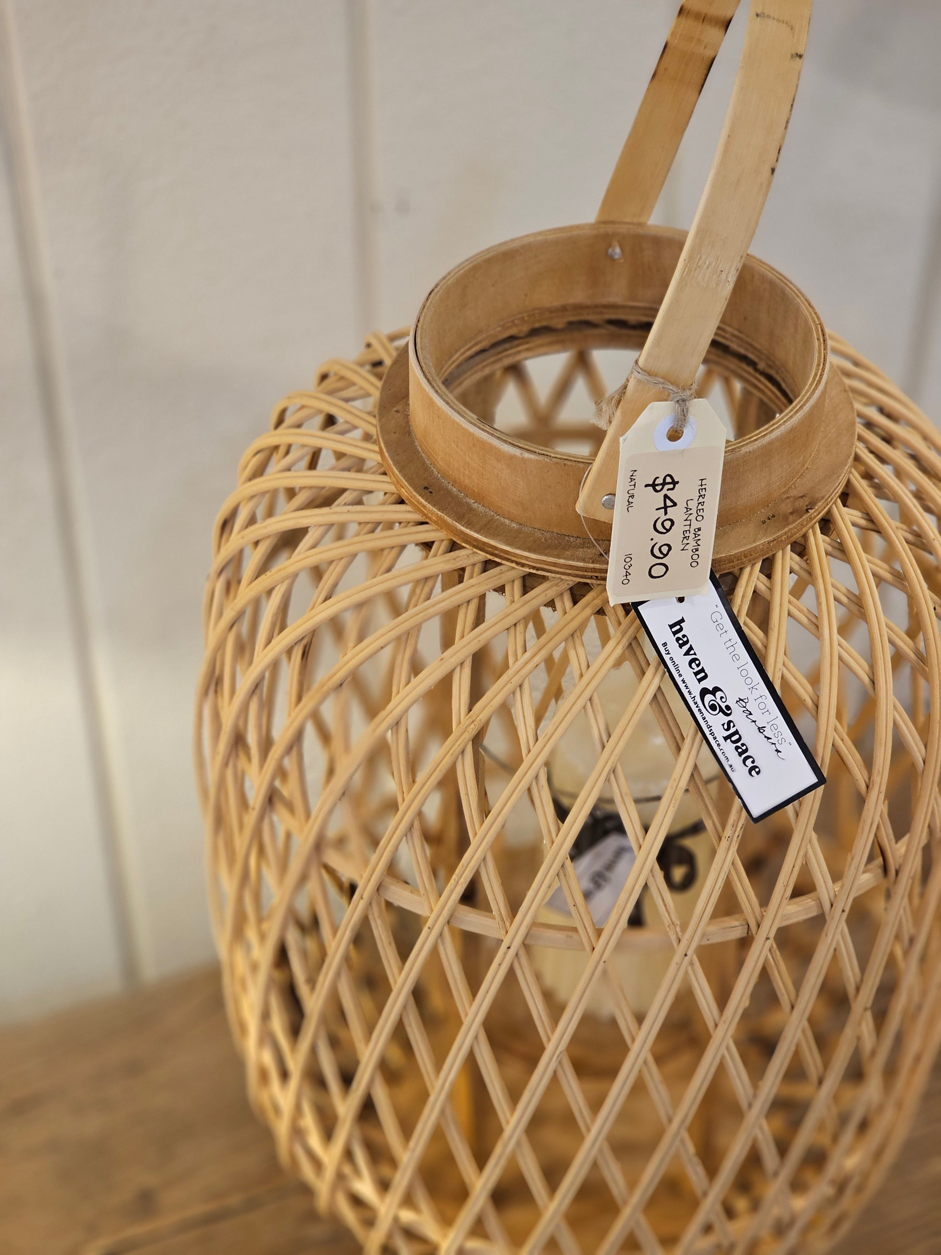 Haven & Space Berry LANTERN Natural Herreo Bamboo Lantern