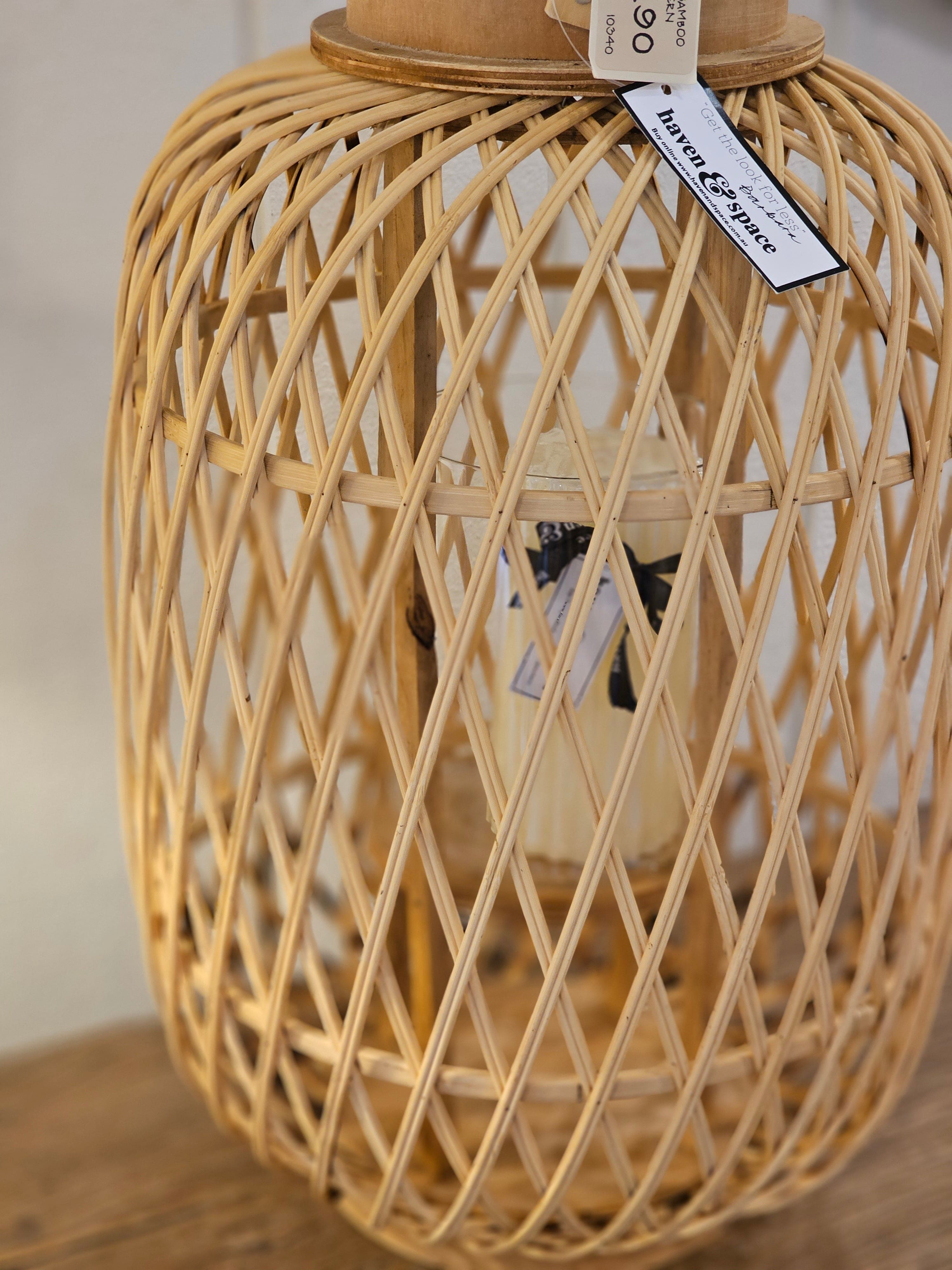 Haven & Space Berry LANTERN Natural Herreo Bamboo Lantern