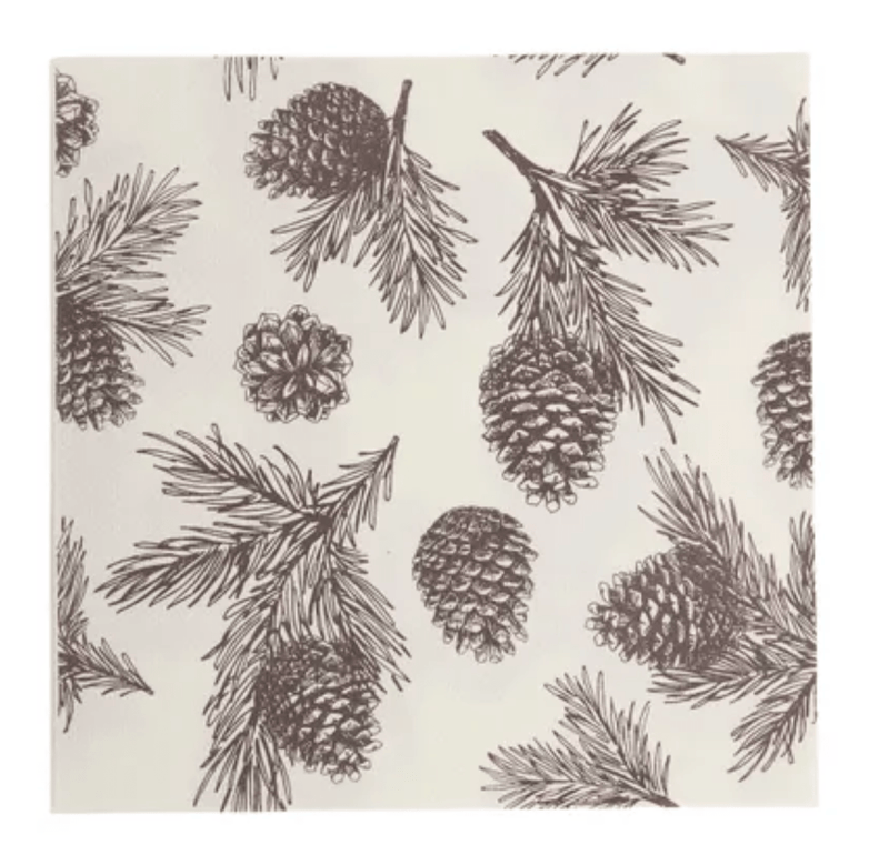Haven & Space Berry PAPER NAPKINS 20PK / Multi Christmas Pine Cone Napkin 3ply