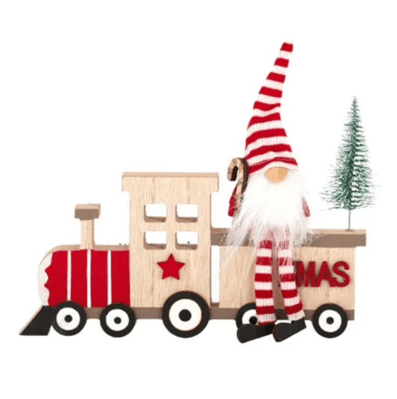 Haven & Space Berry XMAS Natural Christmas Wooden Train Gnome