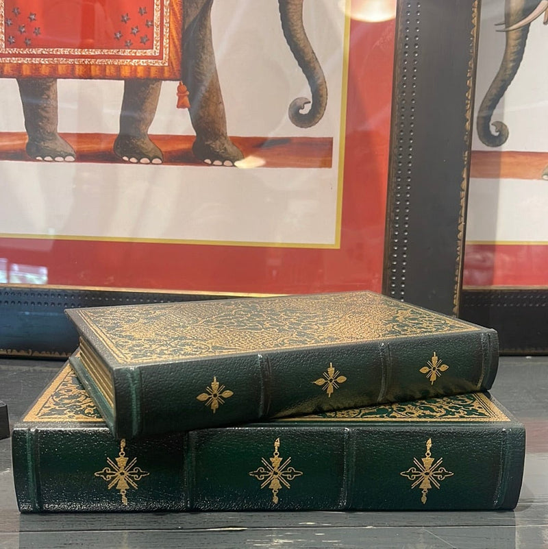 Haven & Space Berry Home Decor Forest Green Book Boxes