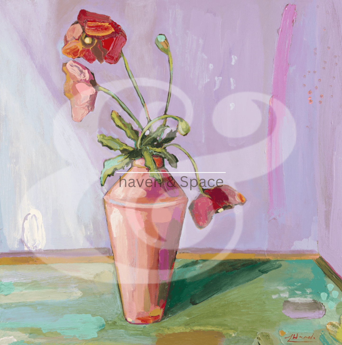 Haven & Space Berry ACCESSORIES 12x12 inches Poppies - Lauren Ward Artist