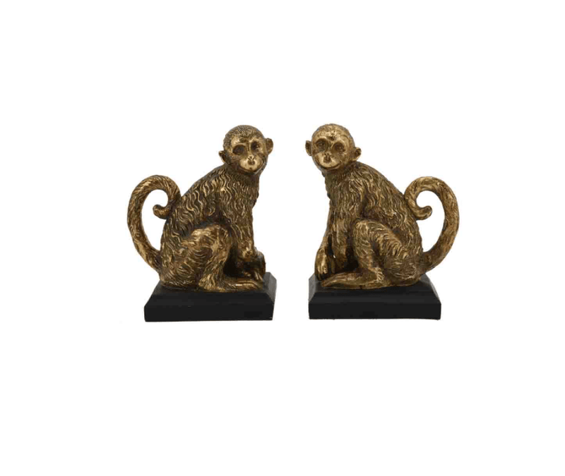 Haven & Space Berry ACCESSORIES 19cm / Gold Elma Monkey Bookends S/2