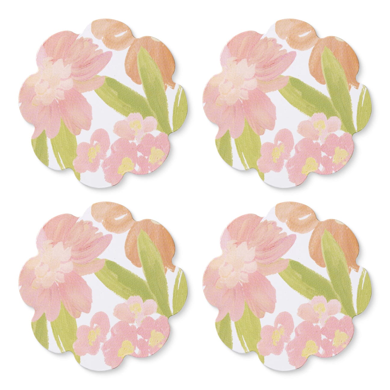 Haven & Space Berry ACCESSORIES Rosie Scallop Edge Set/4 Round Coasters