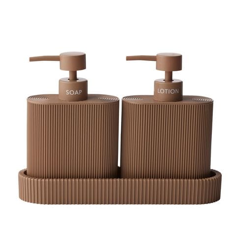 Haven & Space Berry ACCESSORIES Tan Sid S/2 Dispenser W/Tray