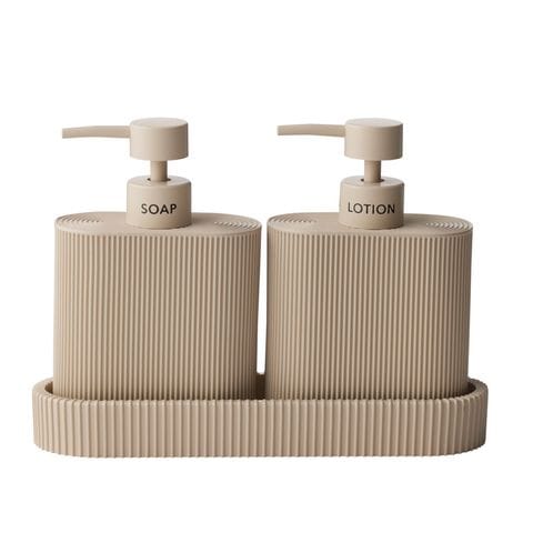 Haven & Space Berry ACCESSORIES Taupe Sid S/2 Dispenser W/Tray