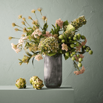 Haven & Space Berry ARTIFICAL FLOWERS Green/Purple Hydrangea Cone Spray