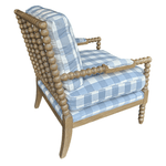 Haven & Space Berry CHAIRS 71Wx33Dx66H / Duck Blue Check Milan Armchair