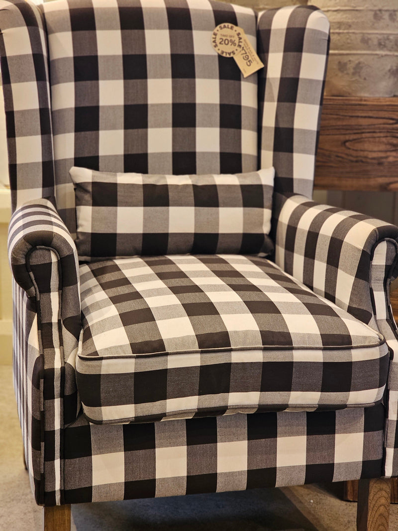 Haven & Space Berry CHAIRS 75Wx78Dx105H / Black White Check Gianni Armchair