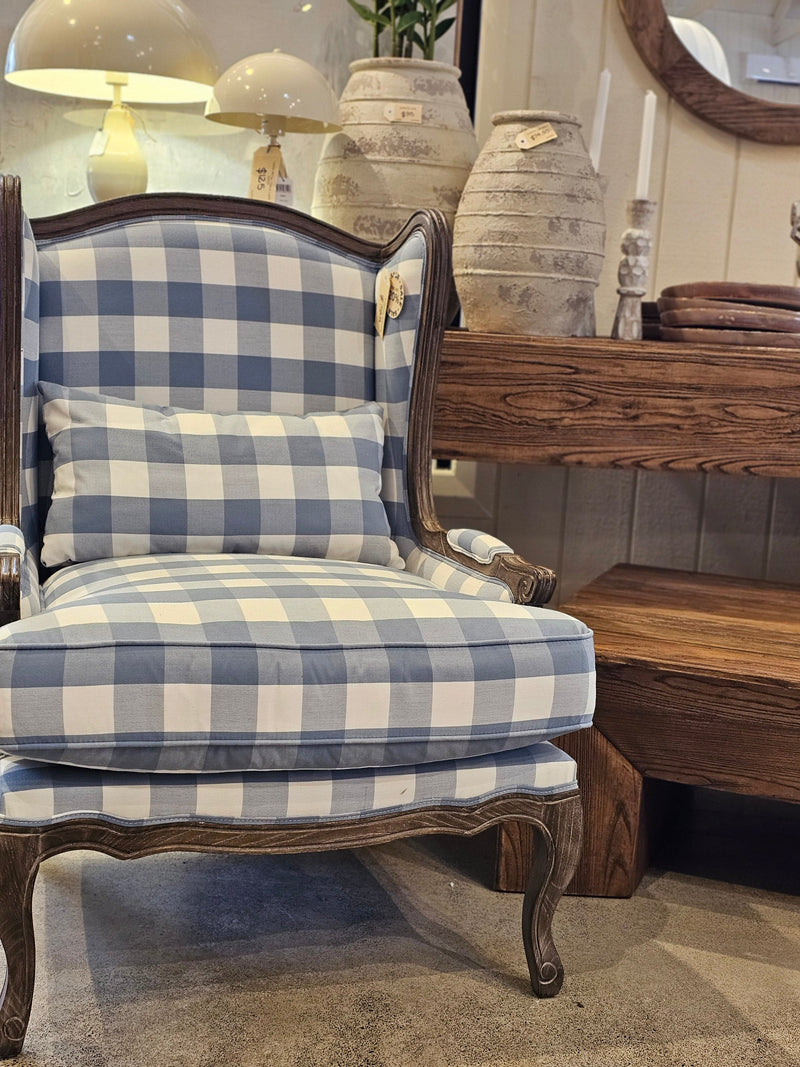 Haven & Space Berry CHAIRS 75Wx78Dx105H / Duck Blue Check Florence Armchair