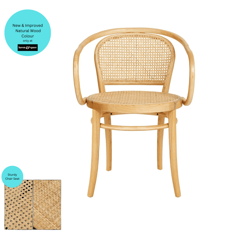 Haven & Space Berry CHAIRS Mosman Bentwood Rattan Carver Dining Chair