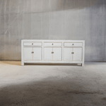 Haven & Space Berry CHINESE AN 3 Draw 6 Door / White Windsor Sideboard