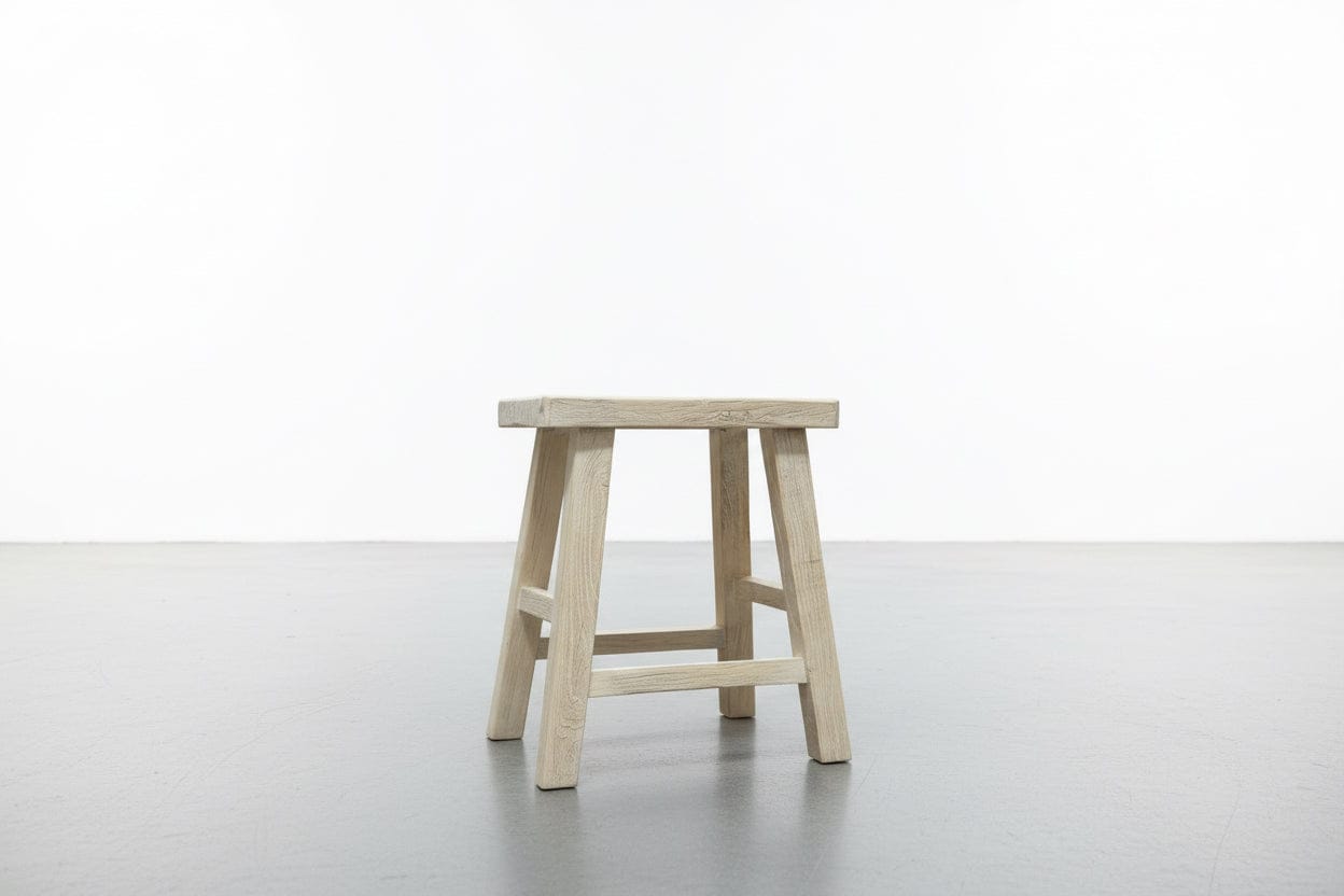 Haven & Space Berry CHINESE AN Natural Rustic Elm Stool