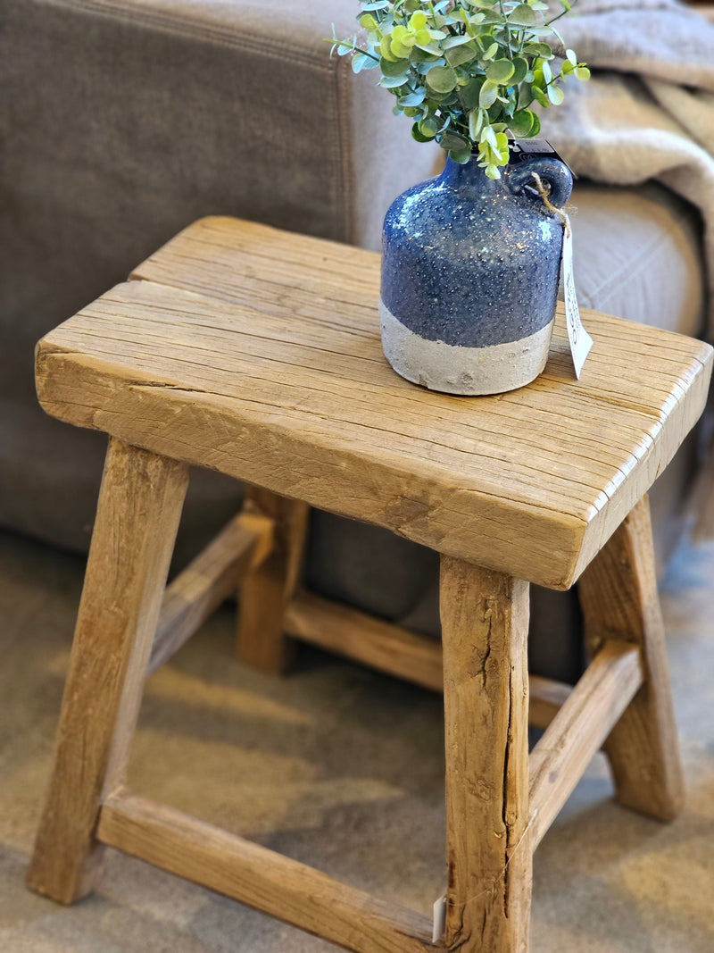 Haven & Space Berry CHINESE AN Natural Rustic Elm Stool