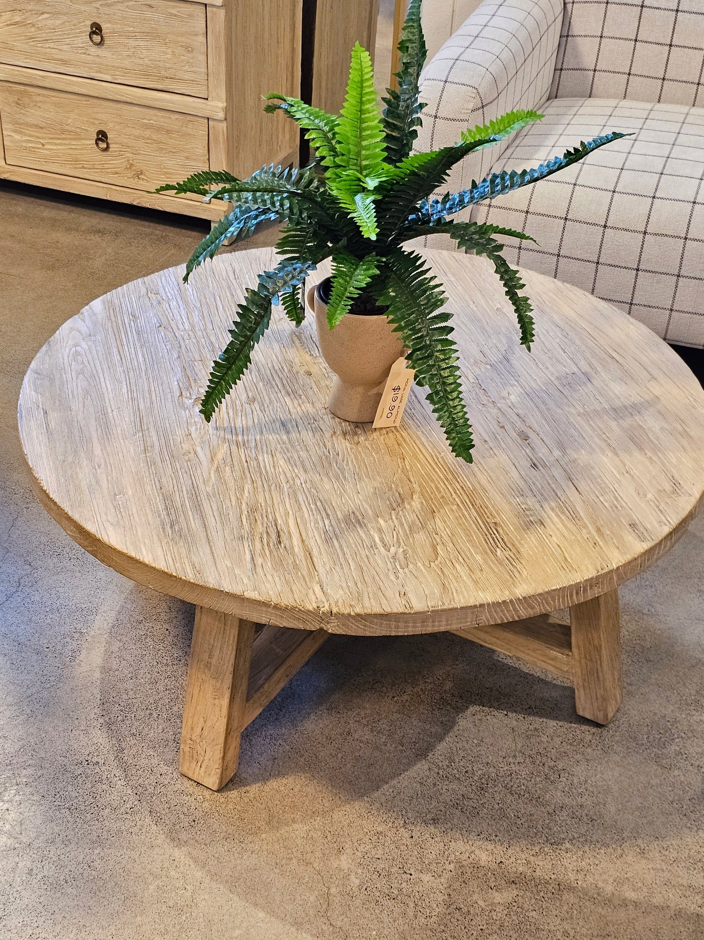 Haven & Space Berry COFFEE TABLE 100cmd / Elm Nova Recycled Elm Coffee Table