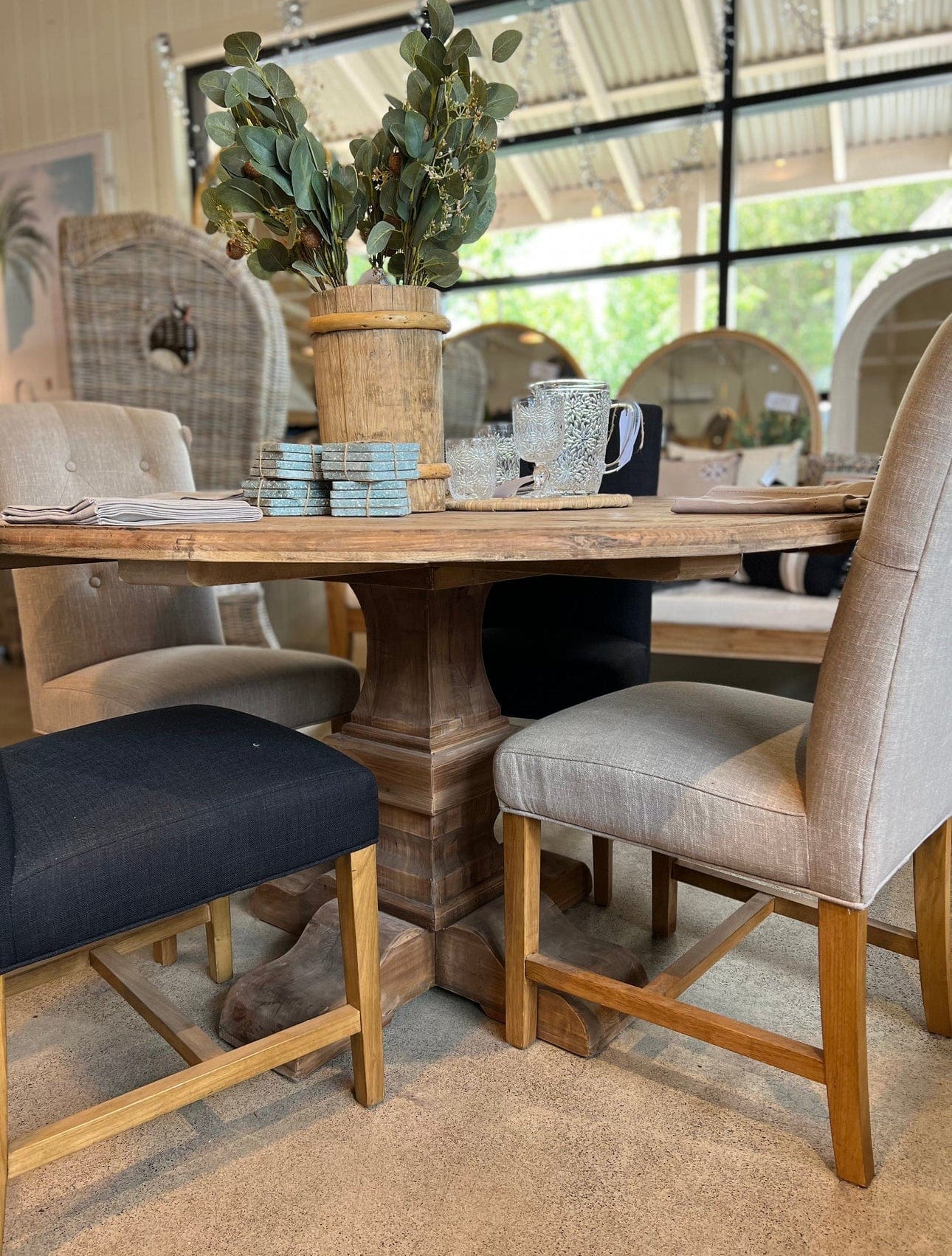 Haven & Space Berry DINING TABLES 140CM / Pine Base Louis Reclaimed Oak Dining Table