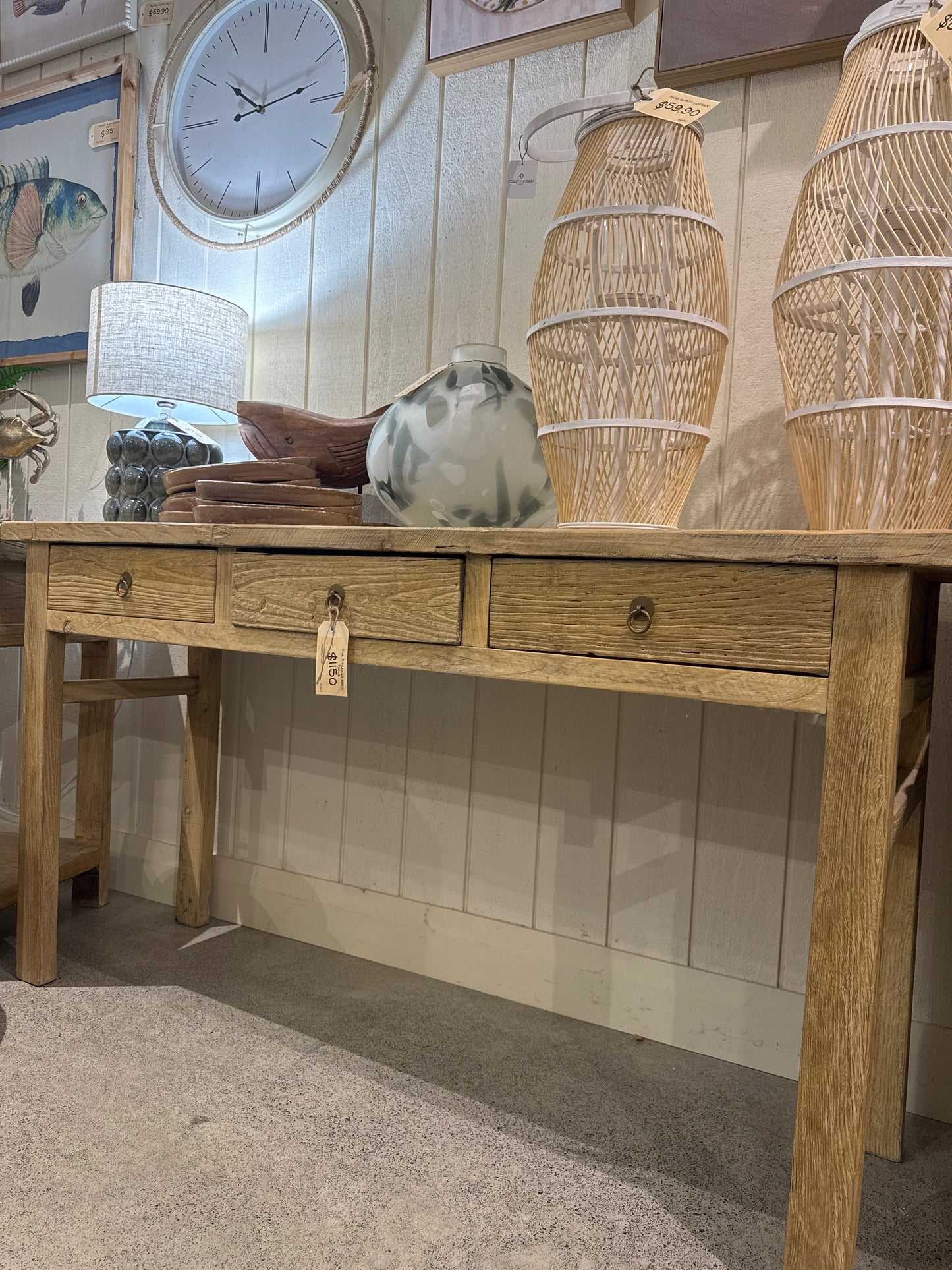 Haven & Space Berry FURNITURE Oya 3 Drawer Hall Table 160x45x85cmH