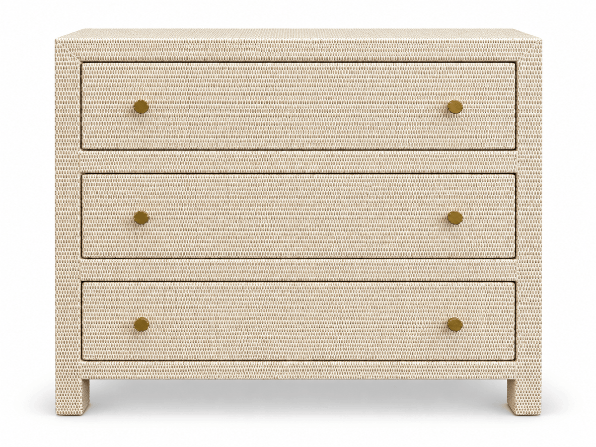 Haven & Space Berry FURNITURE Rattan White Wash Kagu 3 Drawer Dresser RWWS