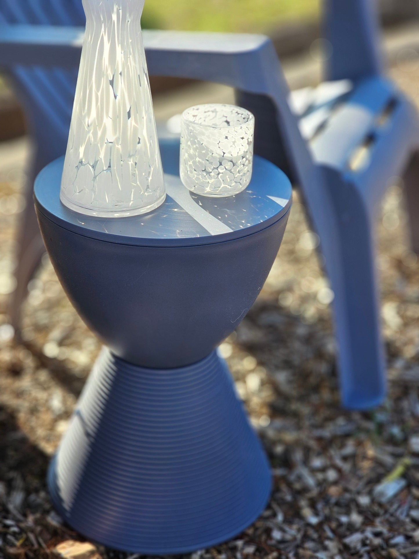 Haven & Space Berry FURNITURE Storm Grey Plastic Drum Stool