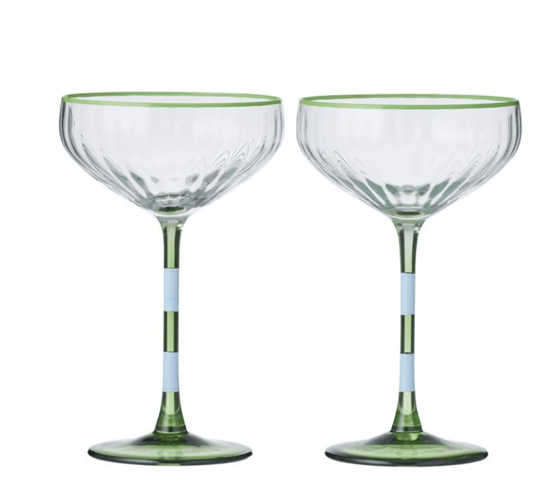 Haven & Space Berry GLASSWARE Lena Glass Rib Coupe Set of 2