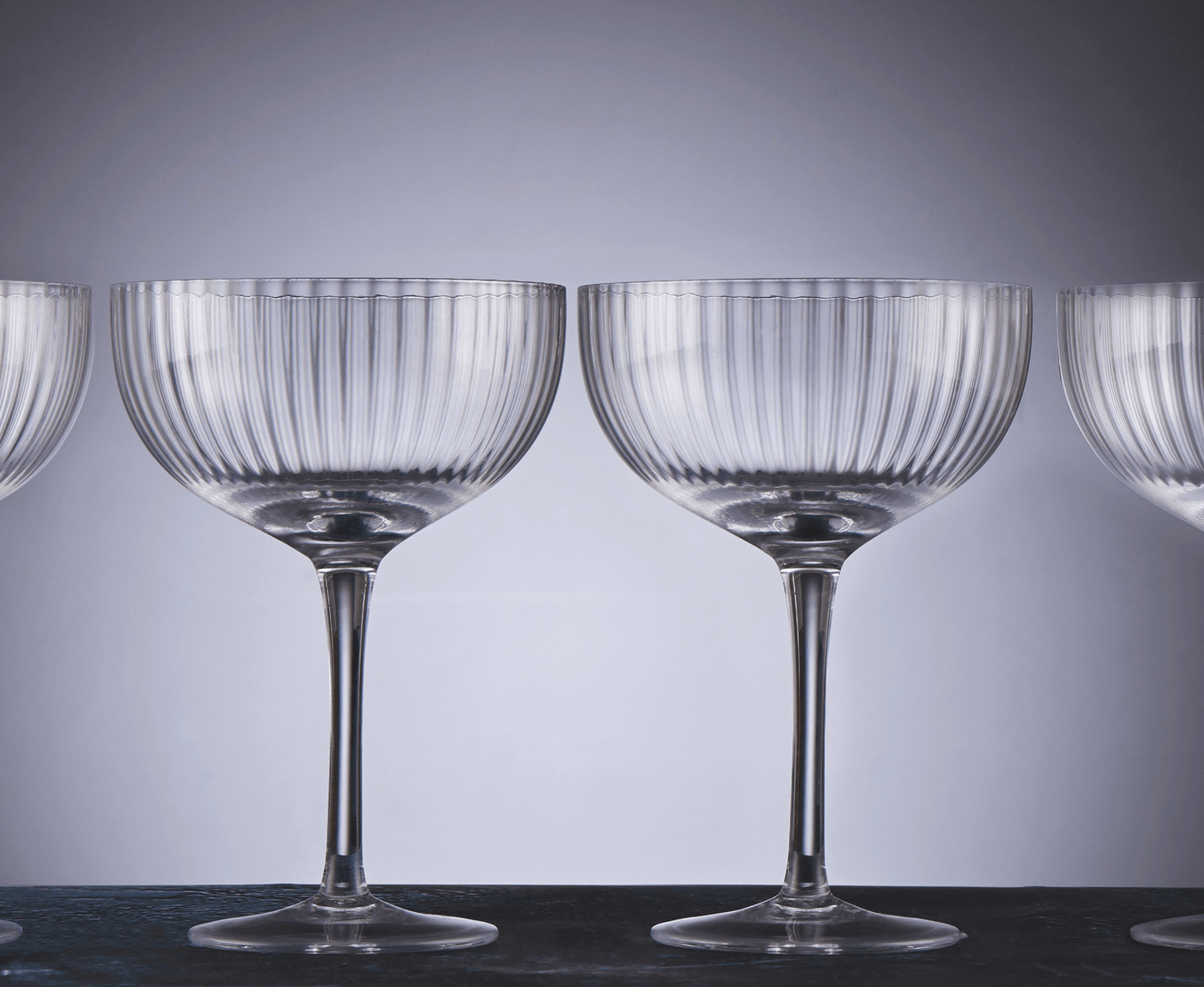 Haven & Space Berry GLASSWARE S/4 Ribbed Coupe Glasses