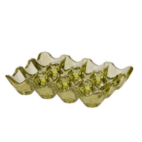 Haven & Space Berry KITCHEN 18x14cm / Green Lia Glass 12 Egg Tray