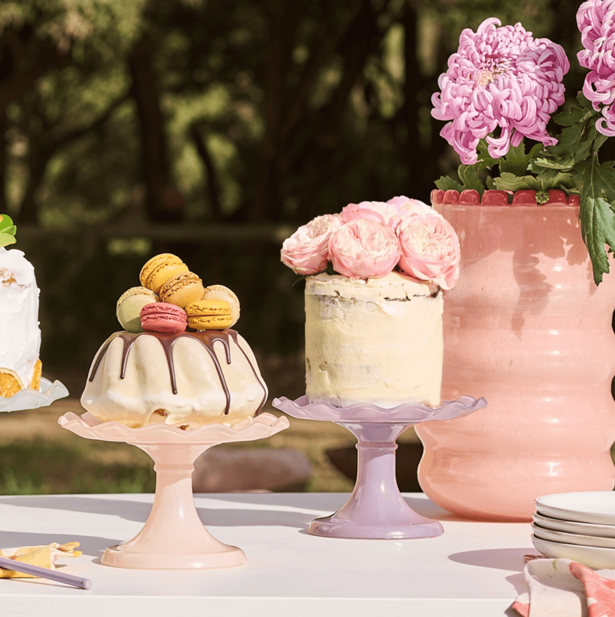 Pink Ruffle Cake Stand Ruffle Cake Stand – Haven & Space Berry
