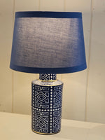 Haven & Space Berry LAMPS Blue/White Aztec Lamp