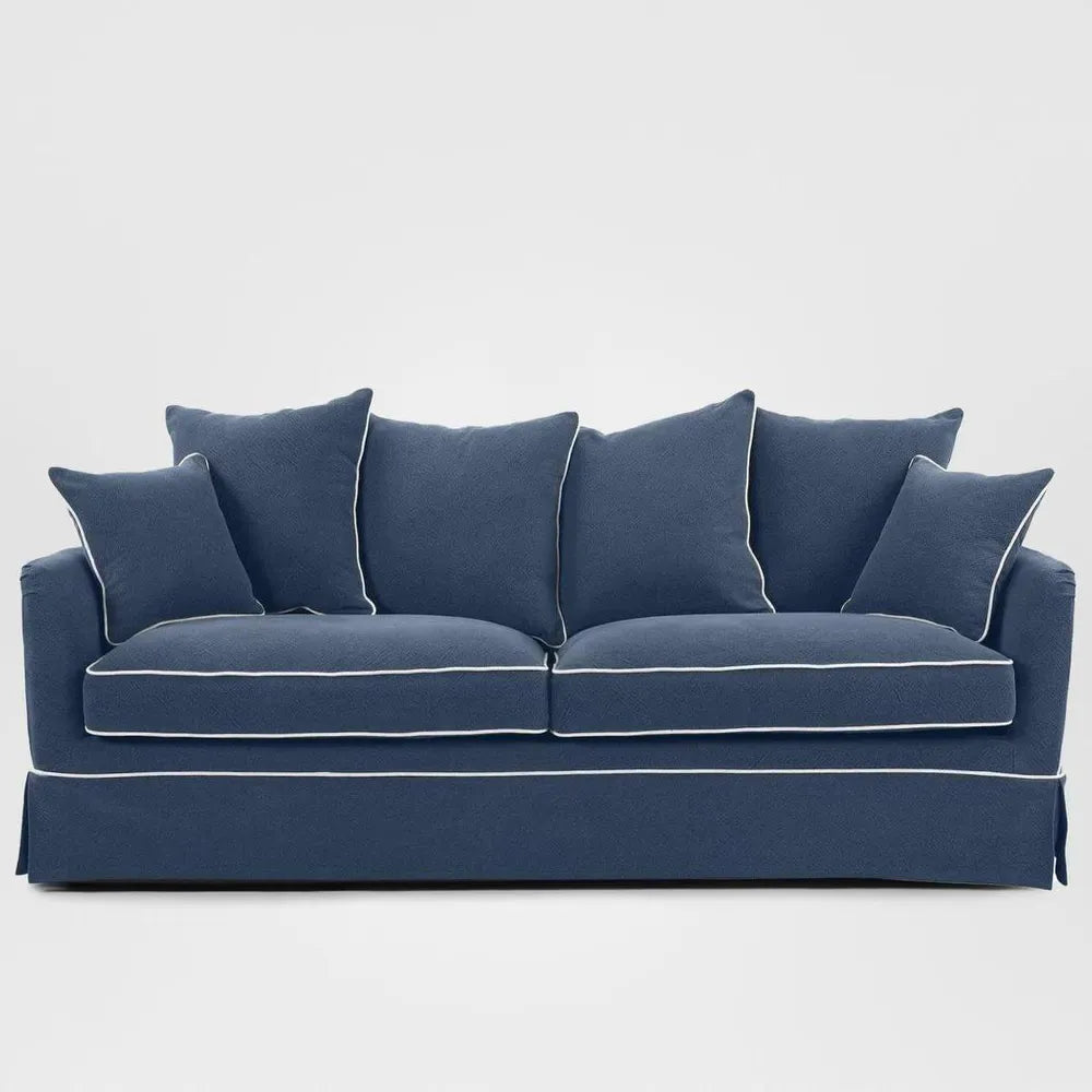 Haven & Space Berry LOUNGE Navy/White Piping Hamptons 3 Seat Sofa