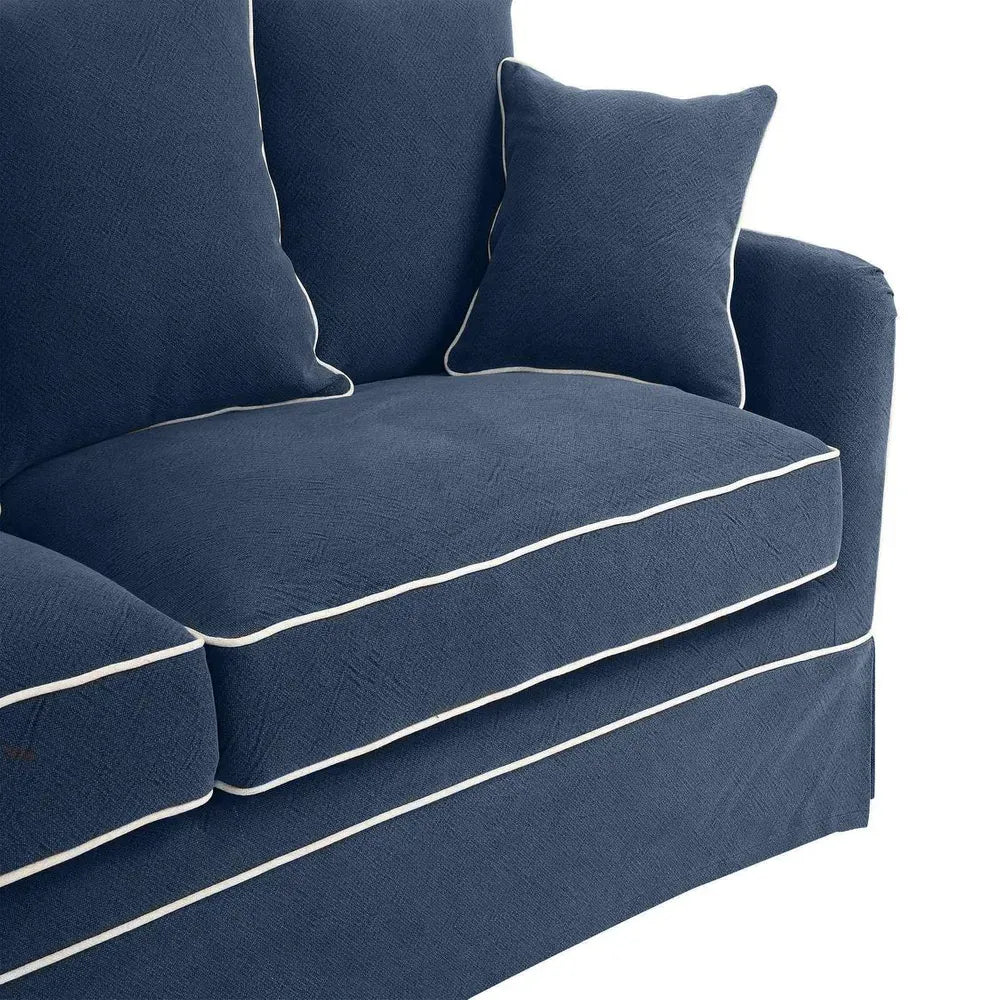 Haven & Space Berry LOUNGE Navy/White Piping Hamptons 3 Seat Sofa